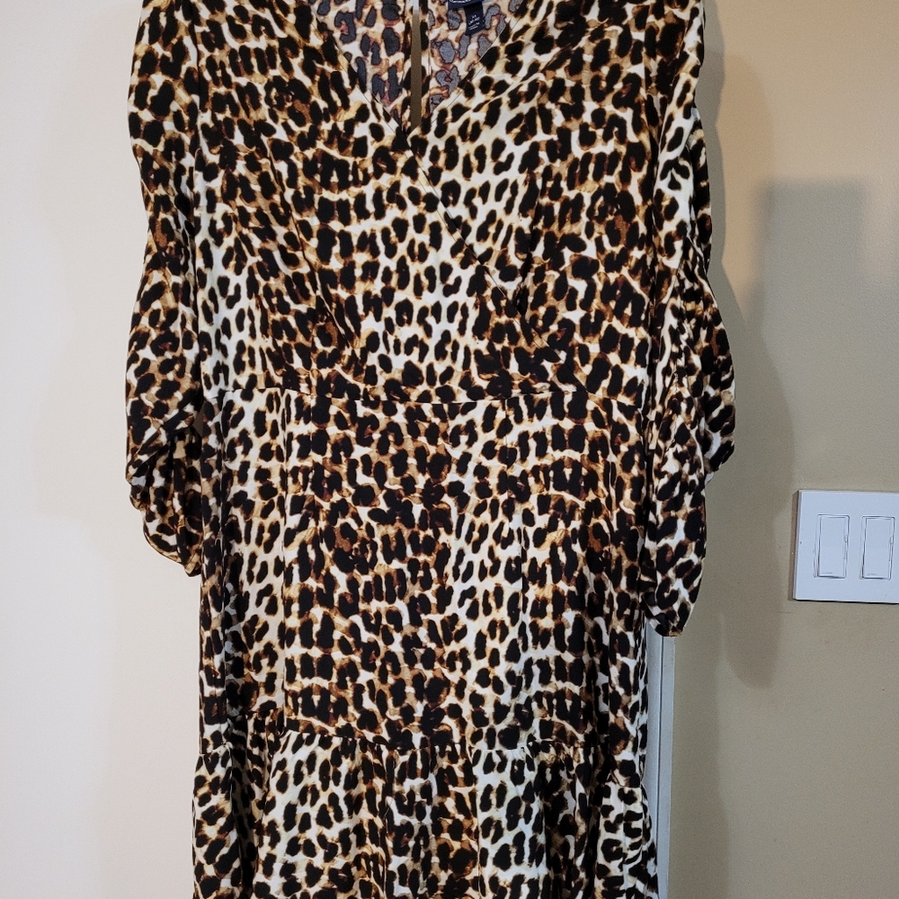Animal print long sleeve wrap style dress.